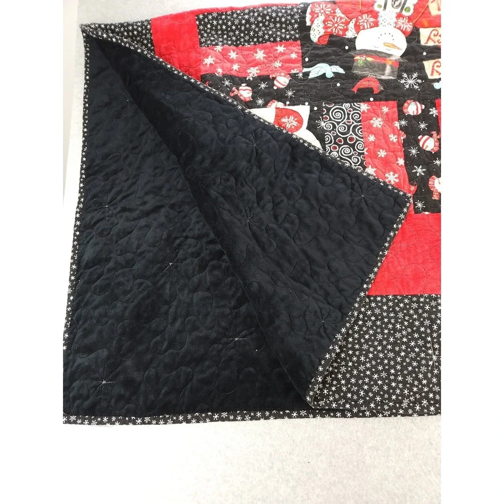 Vintage Christmas Snowman Holiday Cotton Patchwork Quilted Throw Blanket‎  50x60
